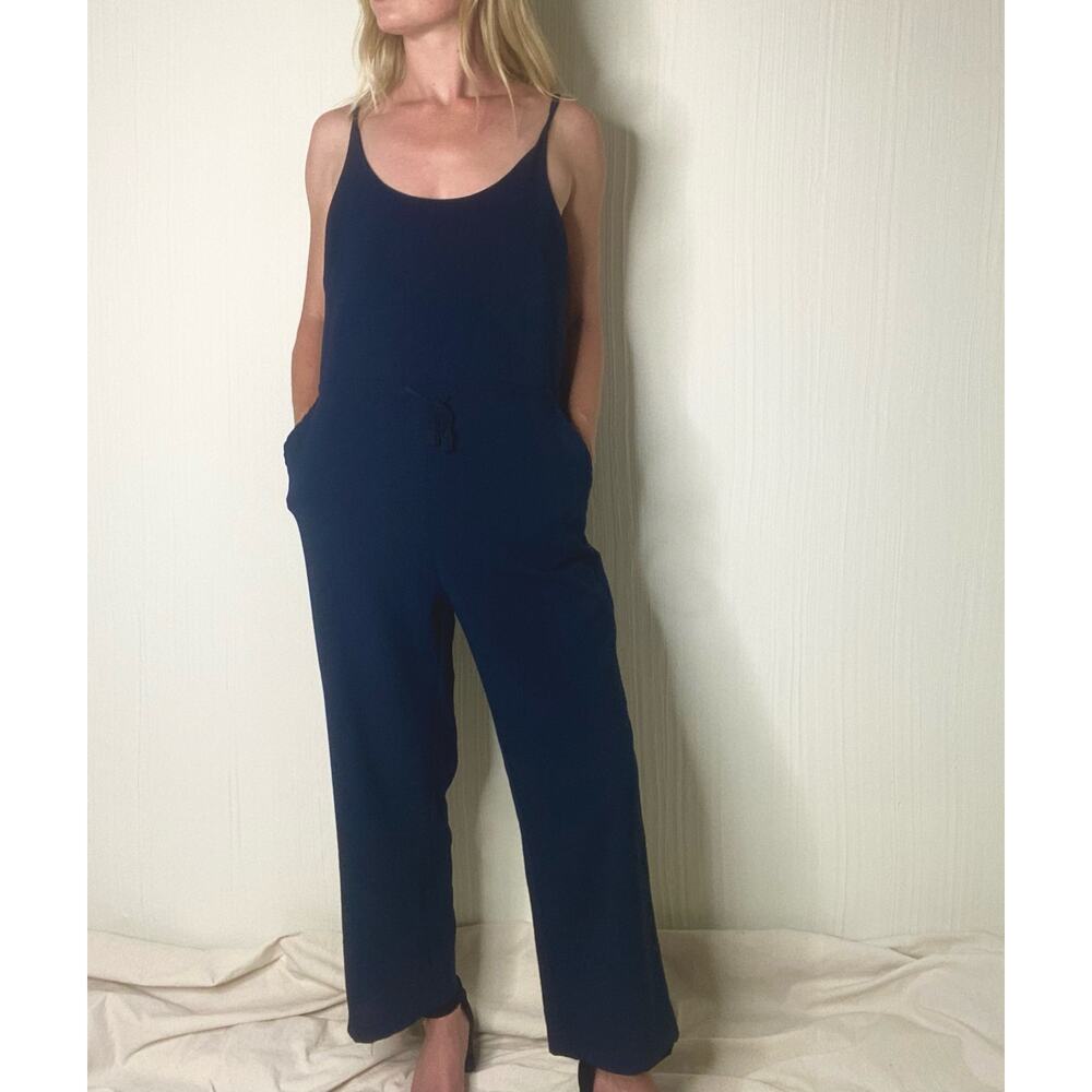BRIDGE & BURN Navy Drawstring Waist Overall Jumpsuit US SMALL